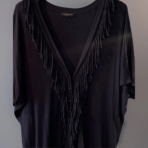 Leyendecker Los Angeles Short  Sleeve Black Fringe Cardigan Western Equestrian M - Picture 3 of 6